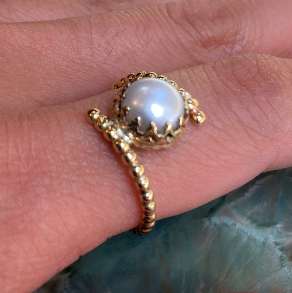 Gold Filled brass ring, pearl ring, birthstone ring, stacking ring, personalised ring, dainty pearl ring, stone ring - Pure Look R2579