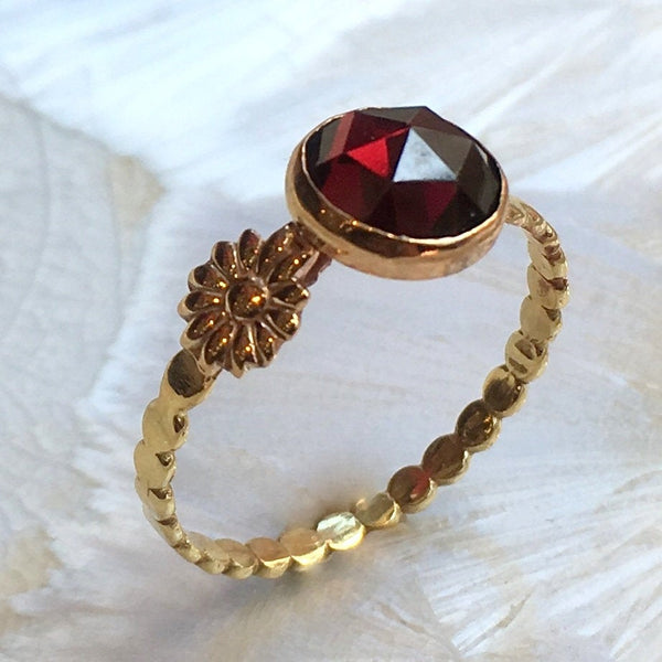 Garnet ring, January birthstone ring, Gold Filled ring, stacking ring, mothers ring, stacker dainty ring, gemstone ring - Simply happy R2582