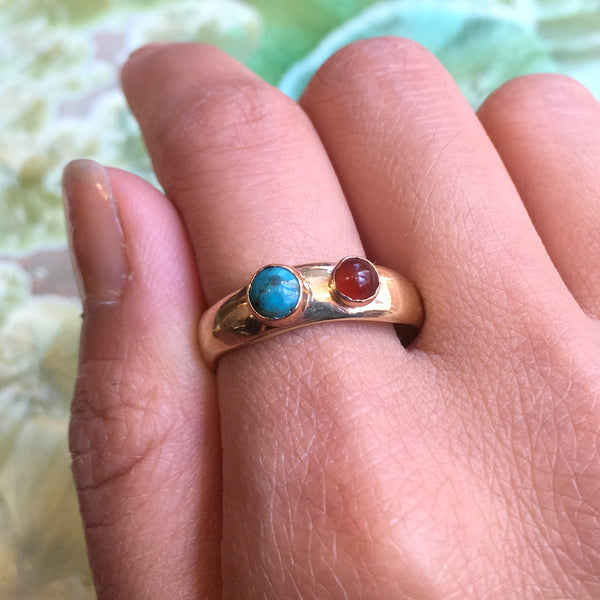 Mothers Birthstone Ring, Birthstone Rings For Mom, Mothers Family Ring, carnelian turquoise ring, Gift For Mom - Keep going R2583