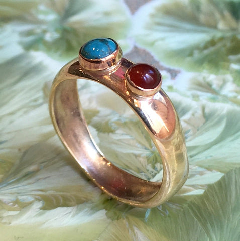 Mothers Birthstone Ring, Birthstone Rings For Mom, Mothers Family Ring, carnelian turquoise ring, Gift For Mom - Keep going R2583