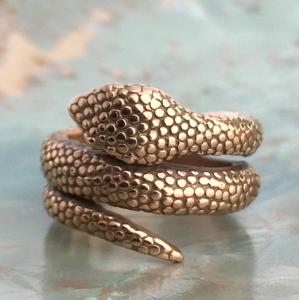 Coiled snake boho ring