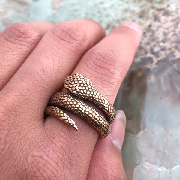 bronze snake boho ring