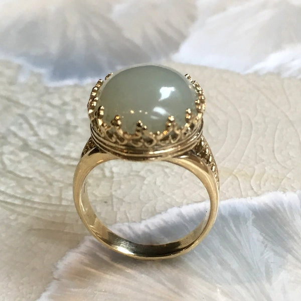 Jade ring, 14k Gemstone ring, Solid Gold ring, statement ring, cocktail ring, crown ring, birthstone ring, boho ring - My first love RG2058