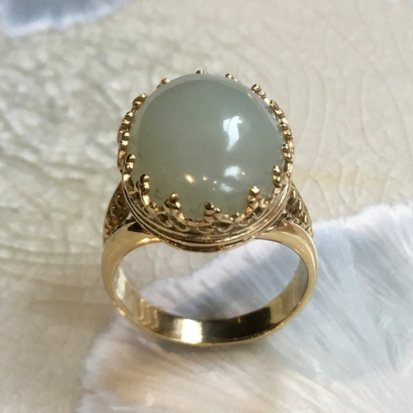 Jade ring, 14k Gemstone ring, Solid Gold ring, statement ring, cocktail ring, crown ring, birthstone ring, boho ring - My first love RG2058