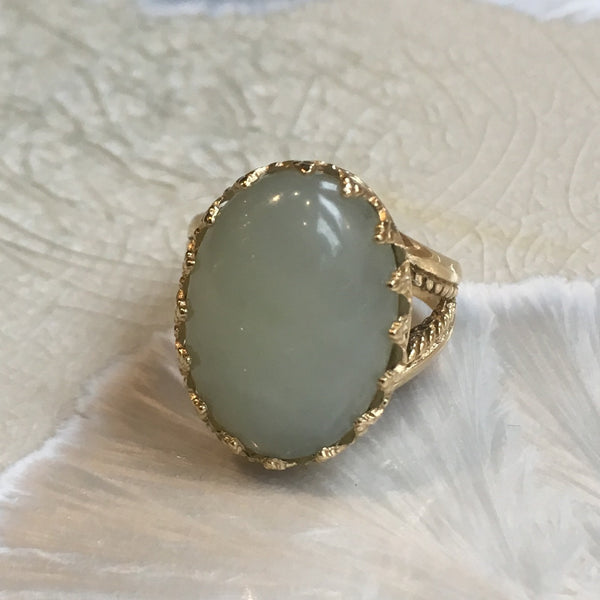 Jade ring, Gemstone ring, Golden brass ring, statement ring, cocktail ring, crown ring, birthstone ring, boho ring - My first love RK2058