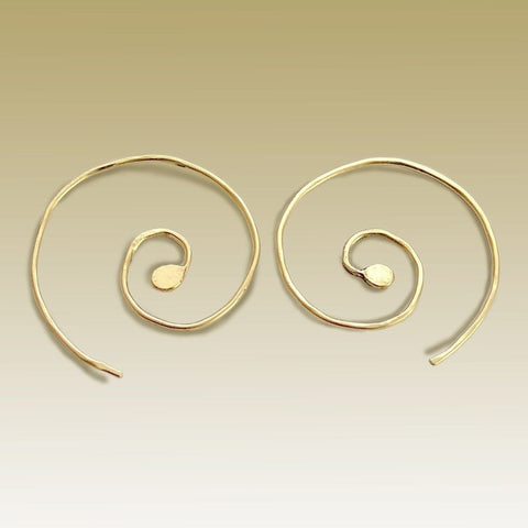 Gold Spiral Hoops, Gold Spiral Earrings, Spiral Earrings, minimal Earrings, dainty Jewelry, wire earrings, boho - Thoughts of You E90028