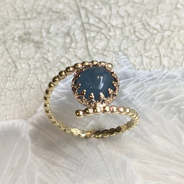 Gold aquamarine ring, Gold Filled brass ring, birthstone ring, stacking ring, personalised ring, dainty ring, stone ring - Pure Look R2579