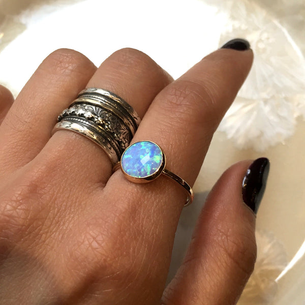 Opal ring, birthstone ring, Gold Filled ring, stacking ring, personalised ring, dainty ring, delicate gemstone ring - So happy R2455-2