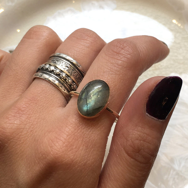 Oval gemstone ring, Labradorite ring, birthstone ring, Gold Filled ring, stacking ring, personalised ring, dainty ring - My MaryAnne R2614