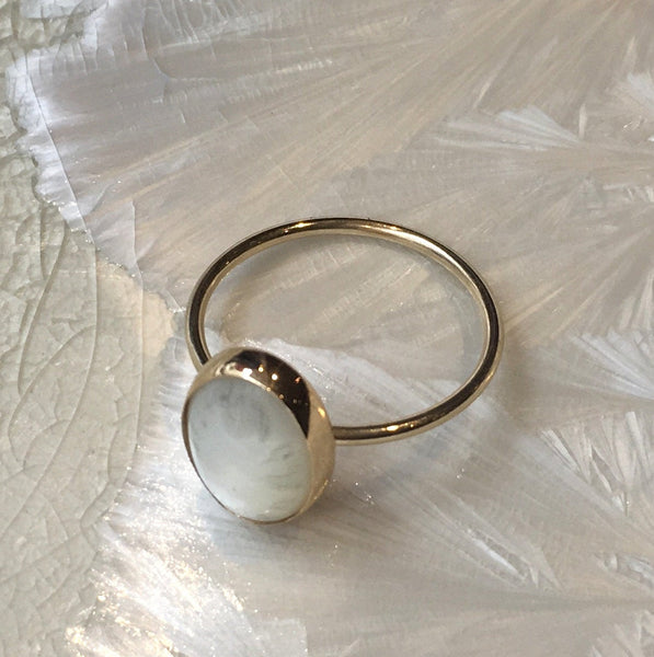 Oval gemstone ring, Moonstone ring, birthstone ring, Gold Filled ring, stacking ring, personalised ring, dainty ring - My MaryAnne R2614-1