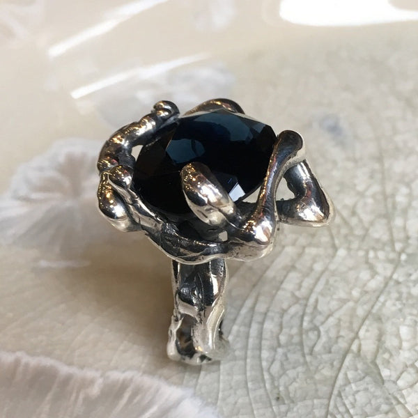 Navy Blue quartz ring, gemstone ring, statement ring, cocktail ring, large stone ring, hipster sterling silver ring - Like a dream R1629-3