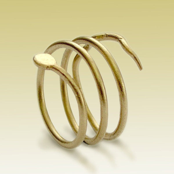 Gold Filled Ring, Spiral Band, Snake Ring, Gold Spiral Ring, Gold Ring, Wire Wrap Ring, minimal Jewelry, midi ring - Night Crawling R90023