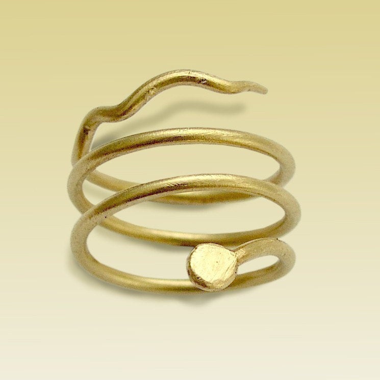 Gold Filled Ring, Spiral Band, Snake Ring, Gold Spiral Ring, Gold Ring, Wire Wrap Ring, minimal Jewelry, midi ring - Night Crawling R90023