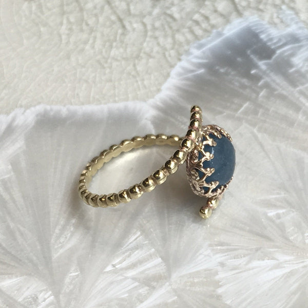Gold aquamarine ring, Gold Filled brass ring, birthstone ring, stacking ring, personalised ring, dainty ring, stone ring - Pure Look R2579