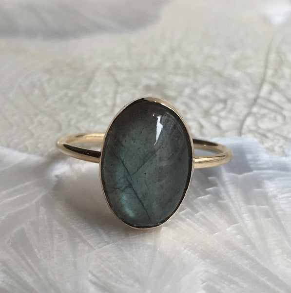 Oval gemstone ring, Labradorite ring, birthstone ring, Gold Filled ring, stacking ring, personalised ring, dainty ring - My MaryAnne R2614