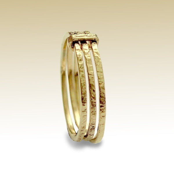Stacking Rings, 14K Gold Filled Gold Toe Ring, Toe Ring, gold Toe Ring, Foot Jewelry, Triple Ring, Hammered Gold Rings - Feeling Love R90020