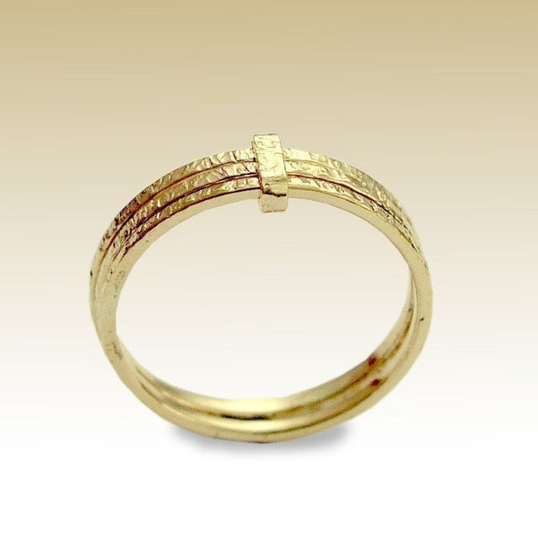 Stacking Rings, 14K Gold Filled Gold Toe Ring, Toe Ring, gold Toe Ring, Foot Jewelry, Triple Ring, Hammered Gold Rings - Feeling Love R90020