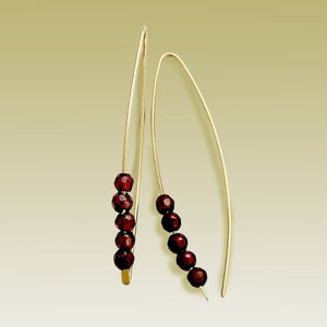 Hook Earrings, Garnet Earrings, Gold Filled Earrings, Dangle Earrings, Long earrings, minimalist Earrings, Gold Hoops - Turn me on E90026