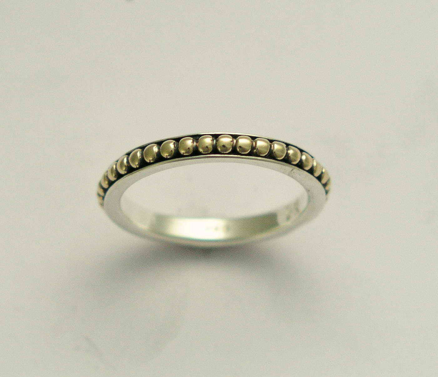 Wedding band, Thin simple ring, sterling silver ring, dotted gold band, mixed metal ring,stacking band, thin band - Evening light R0911