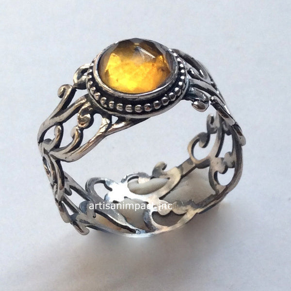 Citrine ornate ring