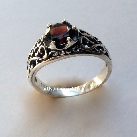 Garnet ring, January birthstone ring, gemstone ring, Sterling silver ring, filigree ring, simple engagement ring -  You're beautiful R2115