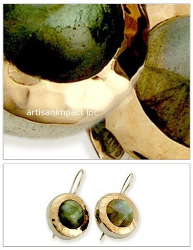 Rose gold earrings, labradorite earrings, gemstone earrings, labradorite earrings, sterling silver earrings - Green fields forever E7717