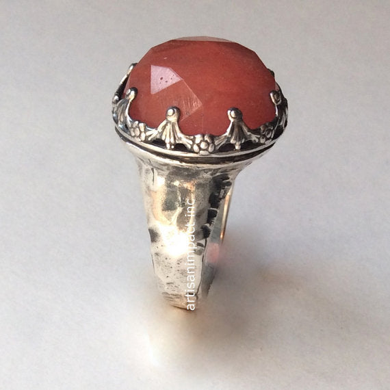 Peach gemstone ring