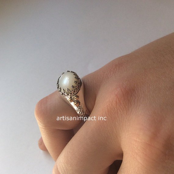 Silver gold ring, Bohemian ring, two tone ring, statement ring, dots retailer ring, Casual ring, gypsy ring, unique ring for her - Deep inside R0919