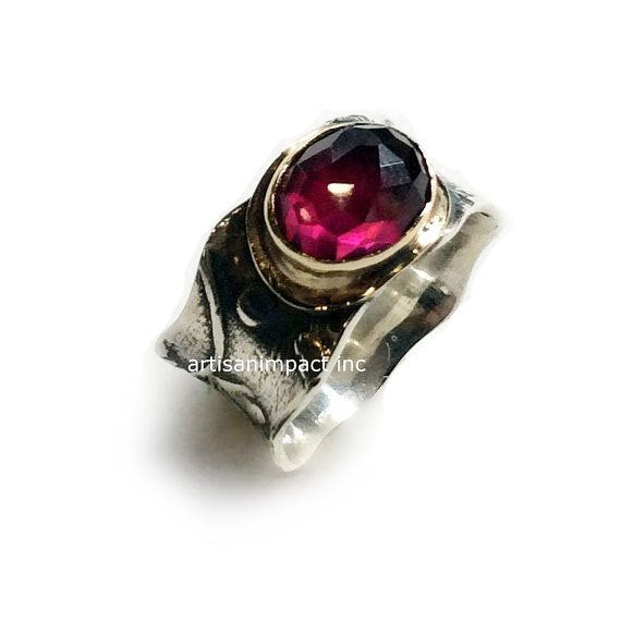Ruby ring, Sterling silver band, Vine ring, gold silver ring, unique ring, Boho jewelry, engagement ring, gemstone ring - So calm R2111-1