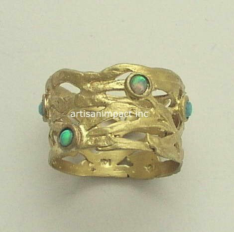 solid gold opals wide ring