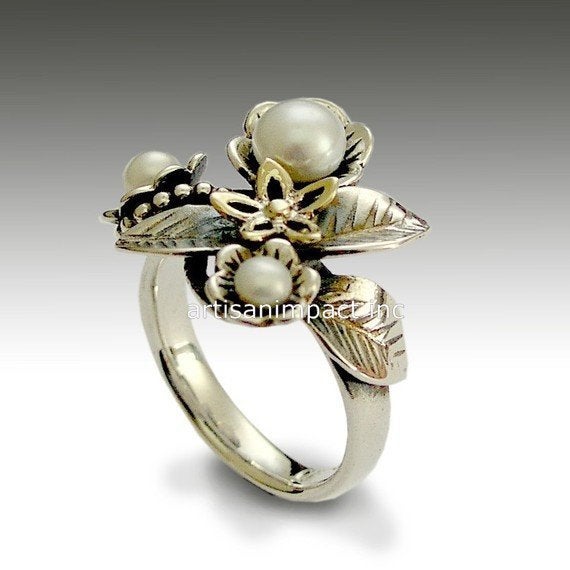 Sterling silver and gold ring