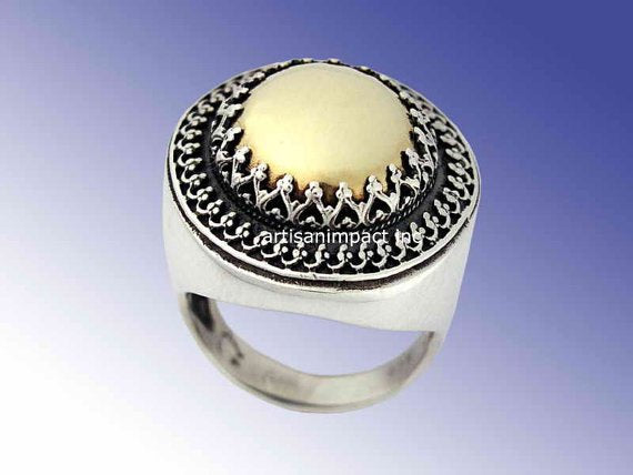 Labradorite ring, Boho ring, labradorite gypsy ring, stone ring, silver gold ring, two tone ring, gold filigree ring - The King ring R1110EA