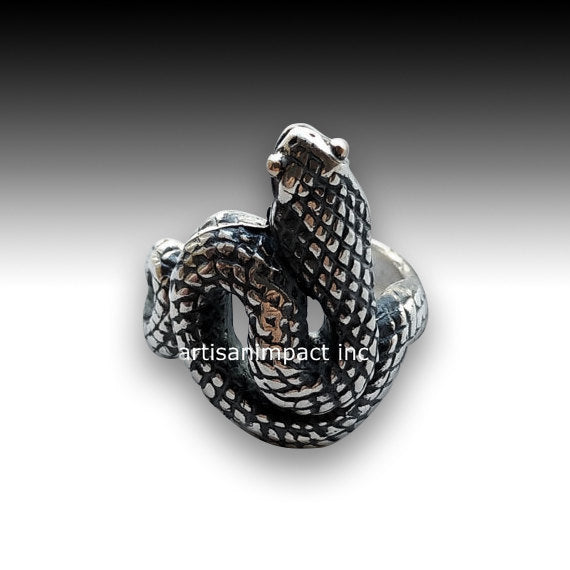Sterling silver ring, snake ring, two tones ring, oxidized snake ring, snake band, animal ring, long snake ring, silver ring - Eden R2072