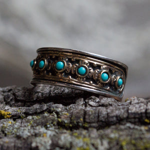Rose Gold Ring, unique wedding band, hippie ring, turquoises ring, multistone ring, Bohemian jewelry, mothers ring - New beginnings R1143X