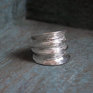 Wide silver ring, bohemian silver band, statement ring, rustic ring, hammered ring, boho ring, large ring, gypsy jewelry - Adventure R1483