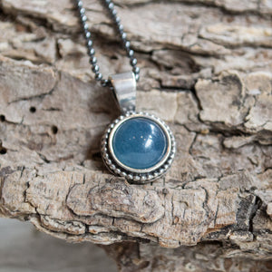 Aquamarine pendant, Bohemian silver necklace