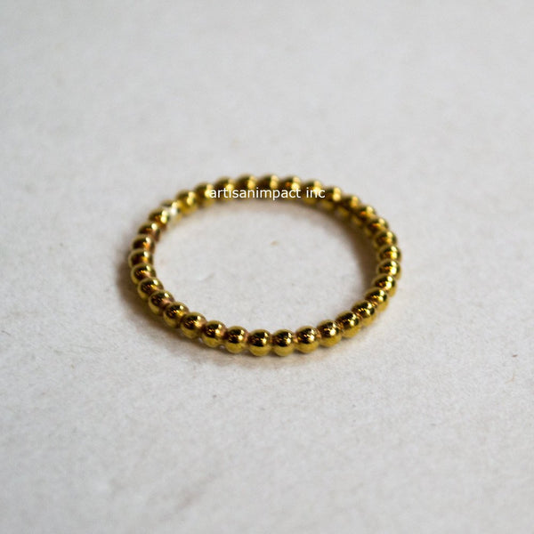 Thin balls ring, simple solid gold simple ring, Yellow gold band, 14k Gold wedding band, boho band, stacking ring, ball ring - Happy RG2282