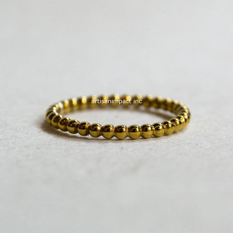 Thin balls ring, simple solid gold simple ring, Yellow gold band, 14k Gold wedding band, boho band, stacking ring, ball ring - Happy RG2282