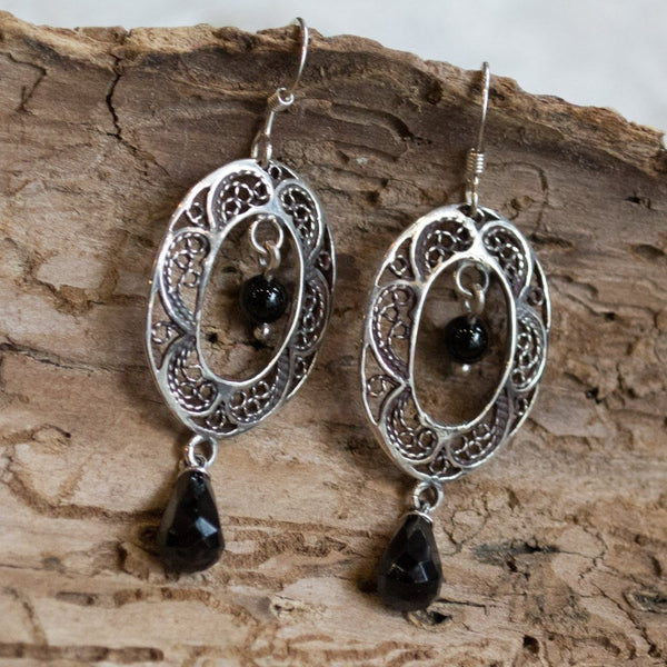 Drop silver dangle earrings
