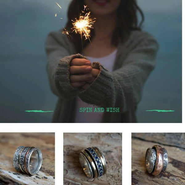 Infinity ring, Silver wedding ring, spinning ring, meditation ring, pink stone ring, boho ring, hippie ring, gypsy - Cocktail party R2074