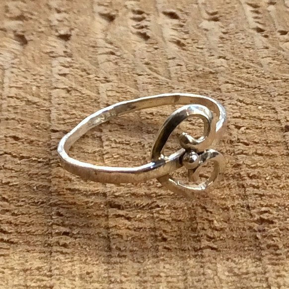 Thin silver Boho heart ring