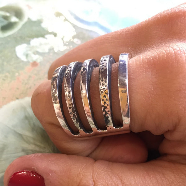 Wide silver band, wide ring, simple and, unisex band, wedding band, stack ring, oxidized ring, statement ring, boho ring - Initiave R2307