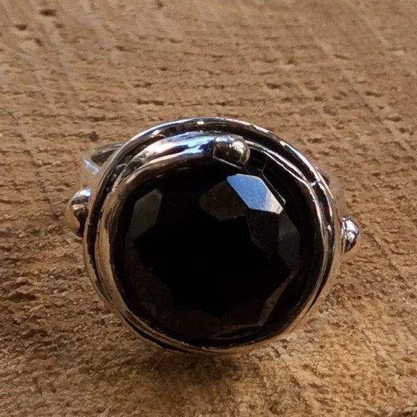 Onyx ring, organic Ring, statement ring, cocktail ring, Sterling silver ring, black gemstone ring, onyx ring - Notorious Wind R1470-11