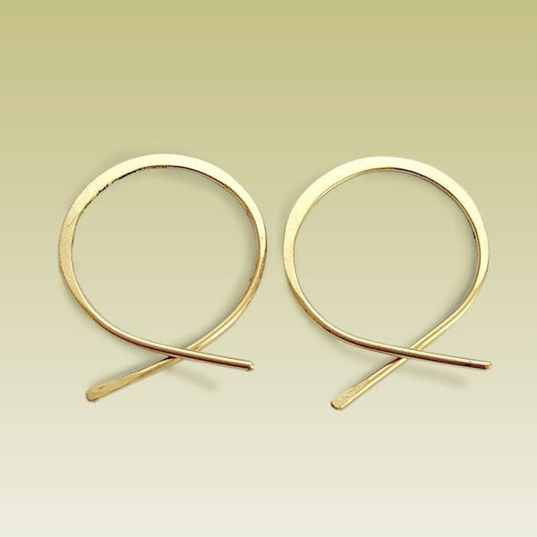 Gold Hoops, Threader earrings, Hoop Earrings, Loop Earrings, Simple Earrings, small earrings, dainty earrings, casual - Flirt E90029