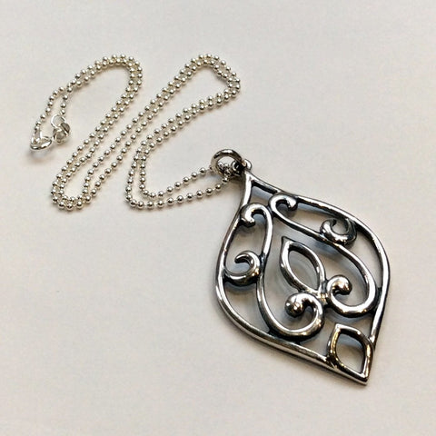 Droplet sterling silver pendant