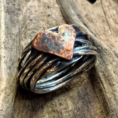 Copper heart Ring