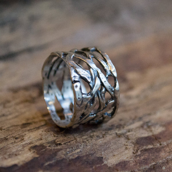 Sterling silver ring, wide ring, infinity knot band, braided ring, unisex band, wedding band, oxidised ring, statement ring - Endless. R1345