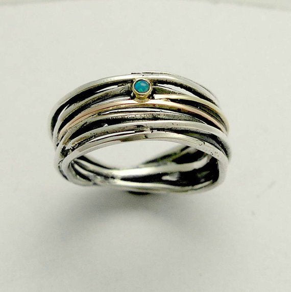 Mothers ring, family ring, opal ring, birthstones ring, boho ring, wedding ring, three stone ring, multistone ring - Special moments R1512