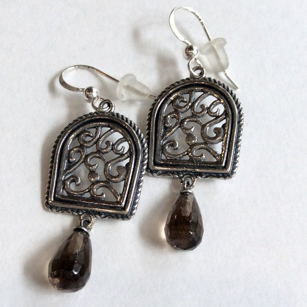 Sterling silver earrings, pyrite earrings, long earrings, chandelier earrings, dangle earrings, drop earrings, two tones  - Paradise E8033