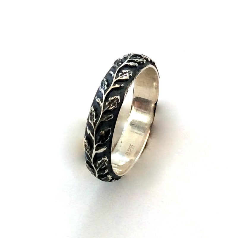 Leaves ring, vine ring, Wedding band, Sterling silver band, unisex band, silver leaf band, hotsell botanical band, wavy leaf ring - I'm around R2124